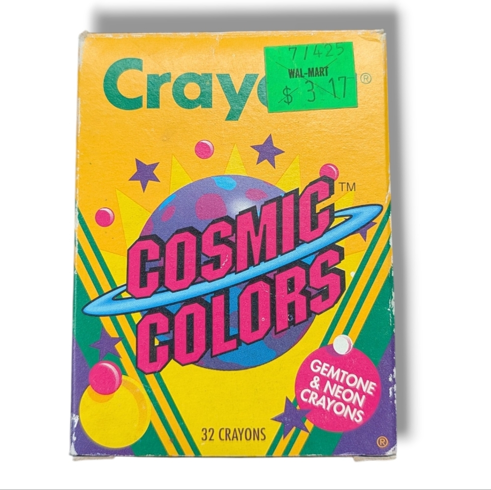 CRAYOLA Cosmic Colors 1993 New Deadstock 32 Crayons Gem Tones